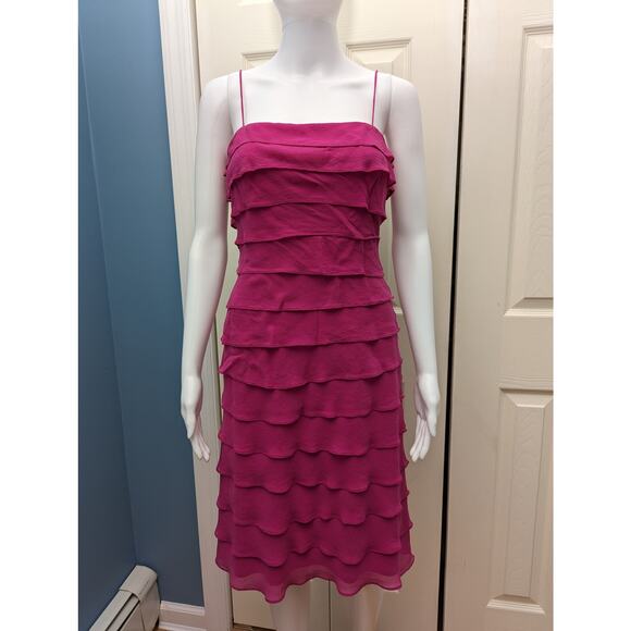 Tadashi Shoji Dress Size 2 Silk Barbiecore Knee Length Party Wedding Guest - Picture 2 of 16